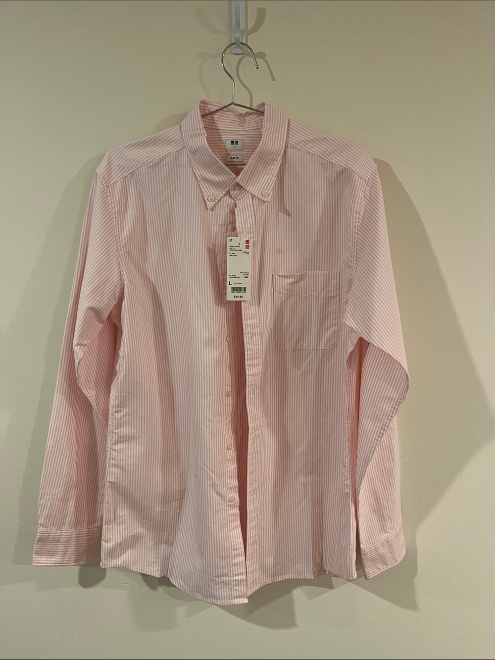 Uniqlo Men’s Light Pink Striped Oxford Button Down